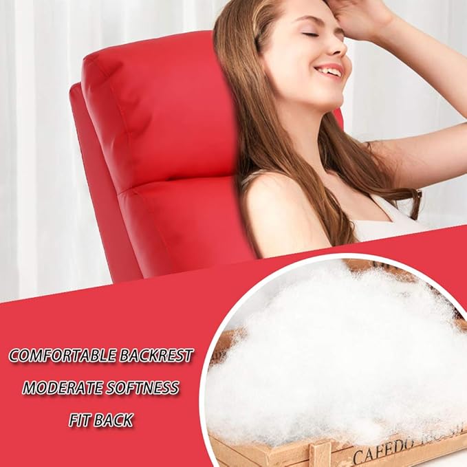 BestMassage | Recliner Chair | with 2 Point Massage Function | Pu Red | with Lumbar Support, Adjustable Push Back, Footrest & Padded Seat | Easy Assembly | for Living Room, Home Theatre-Ruum Studio Home