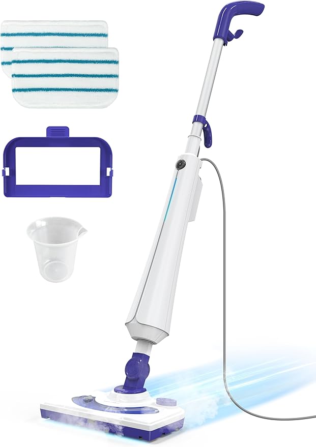 Professional Steam Mop Cleaner, 1300W Floor Steamer with Detergent Chamber, 25S Heat Up, Lightweight Steamer for Cleaning with 2 Washable Pads, Safe for Tiles, Upholstery, Carpet, Hardwood-Ruum Studio Home