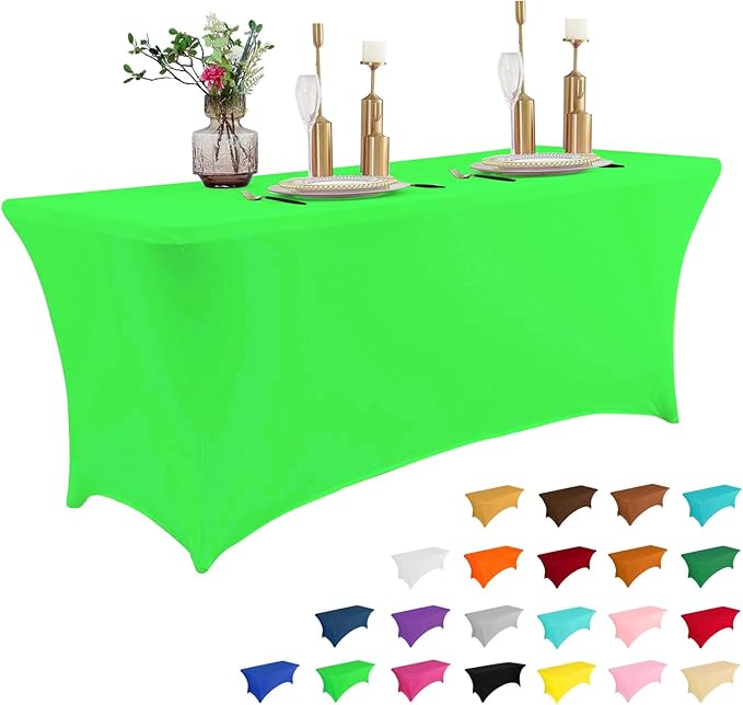 IVAPUPU 6FT Table Cloth for Rectangular Fitted Events Stretch Green Table Covers Washable Cover Spandex Tablecloth Protector for Party, Wedding, Cocktail, Banquet, Festival-Ruum Studio Home