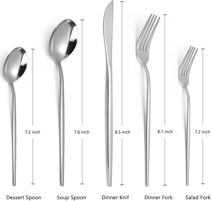 Silverware Set, KassKa 20 Pieces Flatware Cutlery Set, Stainless Steel Utensils Set Spoon Fork Knives Set for Home Restaurant and Kitchen, Mirror Polished Finished, Service for 4-Ruum Studio Home