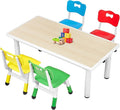 FUNLIO Kids Table and 4 Chairs Set for Ages 3-8, Height Adjustable Toddler Table and Chair Set, Easy to Wipe Arts & Crafts Table, for Classrooms/Daycares/Homes, CPC & CE Approved(5 pcs Set)-Multicolor-Ruum Studio Home