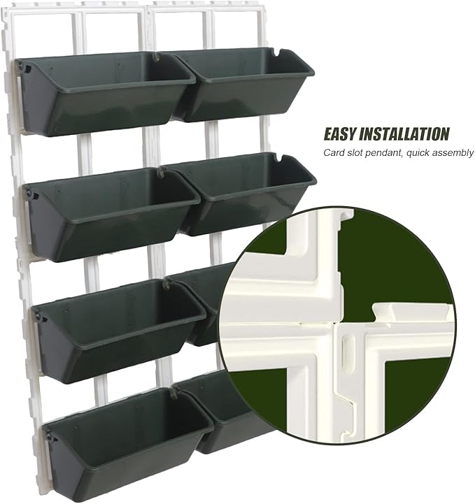 8 Pockets Vertical Planters,Wall Mounted Plastic Plant Grow Pots,Wall Pocket Planters for Indoor,Outdoor,Balcony,Garden Decoration,Green-Ruum Studio Home