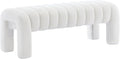 43.3" Bedroom Bench, Upholstered Entryway Bench, Modern End of Bed Ottoman with Solid Wood Legs and Adjustable Foot Pegs for Entryway, Dining Room and Living Room (White Teddy)-Ruum Studio Home