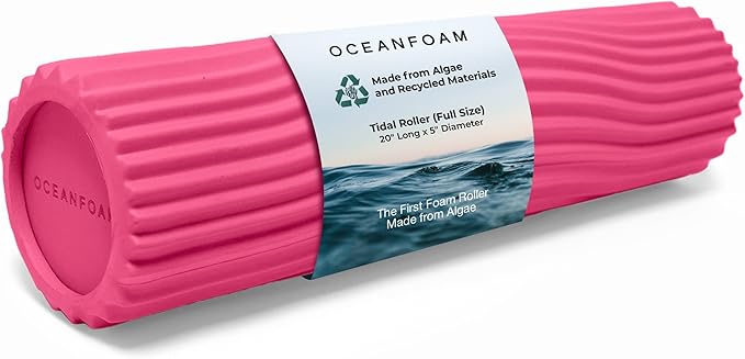 Oceanfoam Tidal Roller - Hot Pink - Muscle Massage Foam Roller for Back Pain & Stretching - Firm and Ergonomic Wide Wave Textured - Yoga, Athletics, & Wellness - Full Size, 20" x 5"-Ruum Studio Home
