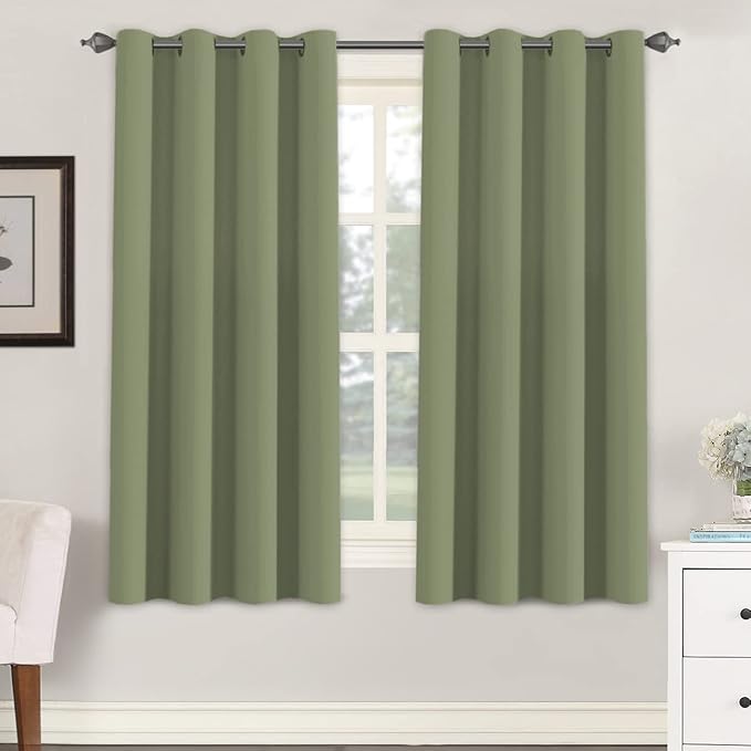H.VERSAILTEX Window Treatment Blackout Thermal Insulated Room Darkening Solid Grommet Curtains/Drapes for Bedroom (Set of 2 Panels,52 by 63 Inch Long, Sage)-Ruum Studio Home