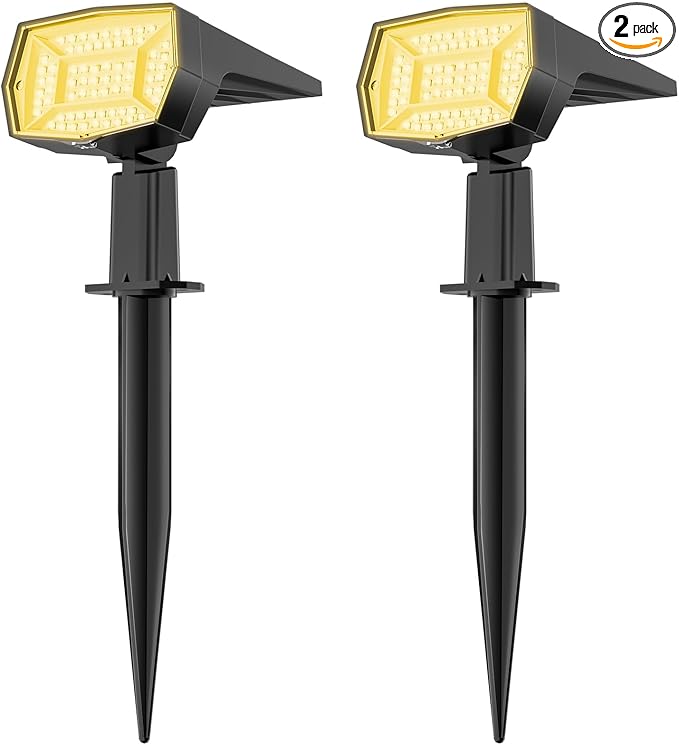 Fabrito 72 LEDs Solar Spot Lights Outdoor Waterproof, 3 Modes Landscape Spotlights, Dusk to Dawn Solar Powered Flood Wall Lights for Outside, Solar Garden Lights for Yard Porch 2 Pack (Warm White)-Ruum Studio Home