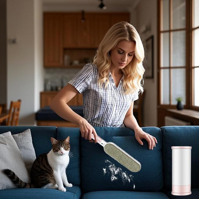 Double Sided Self-Cleaning Pet Hair Remover for Laundry, Dog Hair Remover, Cat Hair Remover, Pet Lint Roller Brush, Magic Cleaner Brush, Lint Brush Clothes, Pet Lint Brush A (Pink)-Ruum Studio Home