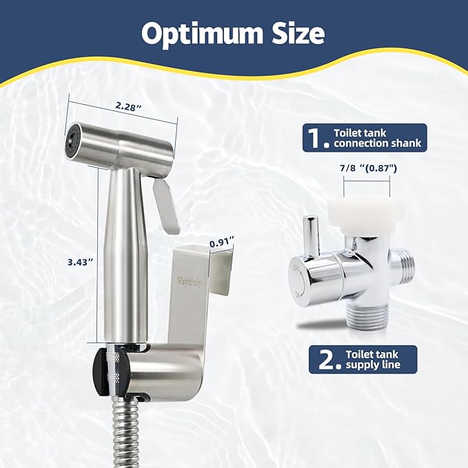 Handheld Bidet Sprayer for Toilet 2 PCS - Bidets for Existing Toilets Adjustable Water Pressure with Bidet Hose for Feminine Wash, Stainless Steel Muslim Shower Jet Spray for Toilet-Ruum Studio Home