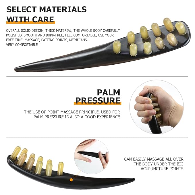 FERCAISH Ox Horn Massage Tool for Back, Neck, Eyes and Face - Meridian Head Scraping Stick for Guasha Therapy and Trigger Point Treatment-Ruum Studio Home