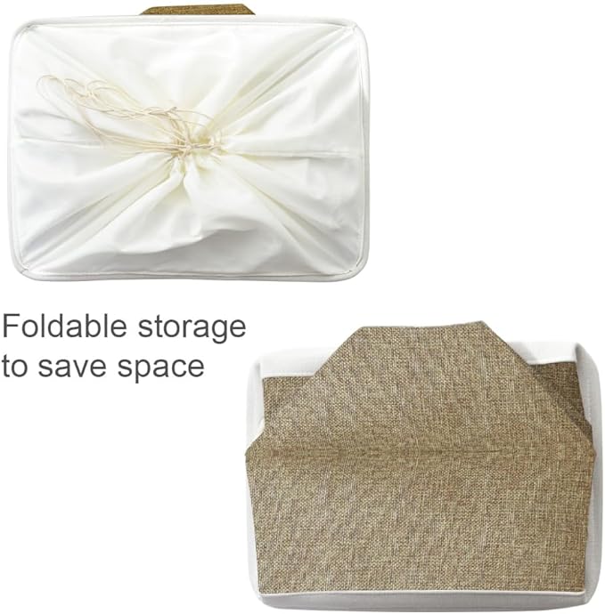 TheWarmHome Organization Basket - 20x16x14 inch Jumbo 3 Pack Collapsible Storage Bins for Shelves, Fabric Storage Cubes for Closet Organizer Gift Toy (White & Khaki)-Ruum Studio Home