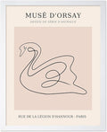Poster Master Vintage Poster - Retro One Line Swan Drawing Print - Swan Art - Bird Art - Minimal Gift for Her, Animal Lover - Abstract Decor for Home, Office, Bedroom, 16x20 White Framed-Ruum Studio Home