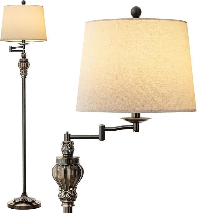 61" Vintage Floor Lamp with 350° Adjustable Swing Arm, Standing Lamp for Bedroom Living Room Bedside Nightstand Retro Farmhouse Mid Century Lamp Light Home Décor Office Gifts-Ruum Studio Home