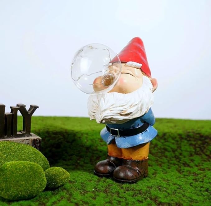 Garden Gnomes Outdoor with LED Solar Light - 11’’Spring Gnomes Decorations for Home/Yard/Patio with Lantern - Solar Garden Statues (Bubble Gnome)-Ruum Studio Home