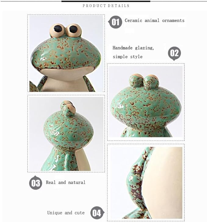 Frog Garden Decor Set of 3,Funny Cute Ceramic Frog Garden Statues Yard Decoration Outdoor Holiday Decorations,Ideal Ornament for Outside Pond Pool Patio Front Porch Backyard (Green)-Ruum Studio Home