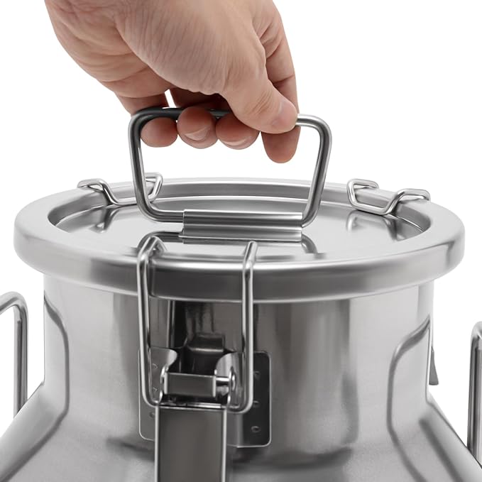 201 Food-Grade Stainless Steel Ice Bucket with Lid, 10L/2.64Gal Good Sealing Storage Canister Milk Bucket Milk Can for Coffee, Tea, Water, Milk, Soup-Ruum Studio Home