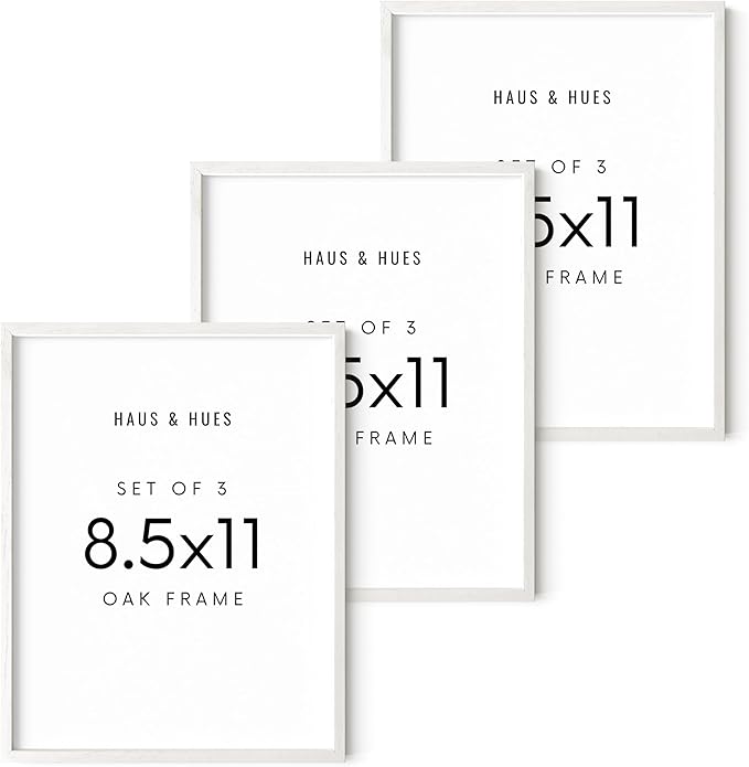 HAUS AND HUES Set of 3 Wood Picture Frames 8.5 X 11 - Wood Picture Frames 8.5 X 11 Document Frames 8.5x11, Certificate Frames 8.5 X 11 Multi Pack Natural Wood Frame, 8.5 X 11 Frame (White Oak Frame)-Ruum Studio Home