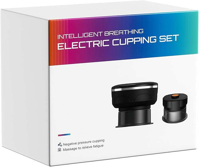 UBALANCE Cupping Kit for Massage Therapy, Cupping Therapy Set 6 Cups, Electric Smart Cupping Machine, 4 in 1 Negative Pressure Massager with 12 Modes for Fatigue Relief, Black-Ruum Studio Home