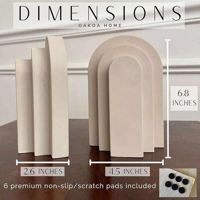 OAKOA Concrete Heavy Book Ends Decorative - Decorative Bookends for Heavy Books - Book Ends for Shelves Decorative - Heavy Duty Bookends for Shelves Decorative - Modern Bookends Decorative-Ruum Studio Home