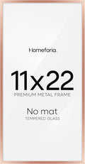 Homeforia 11x22 Newspaper Frame Rose Gold, High End Metal 11 x 22 Picture Frame without Mat, 22x11 Thin Rose Gold Poster Frames for Wall, 11by22 Display Photo Frame, Tempered Glass, Wall Kit, Set of 1-Ruum Studio Home