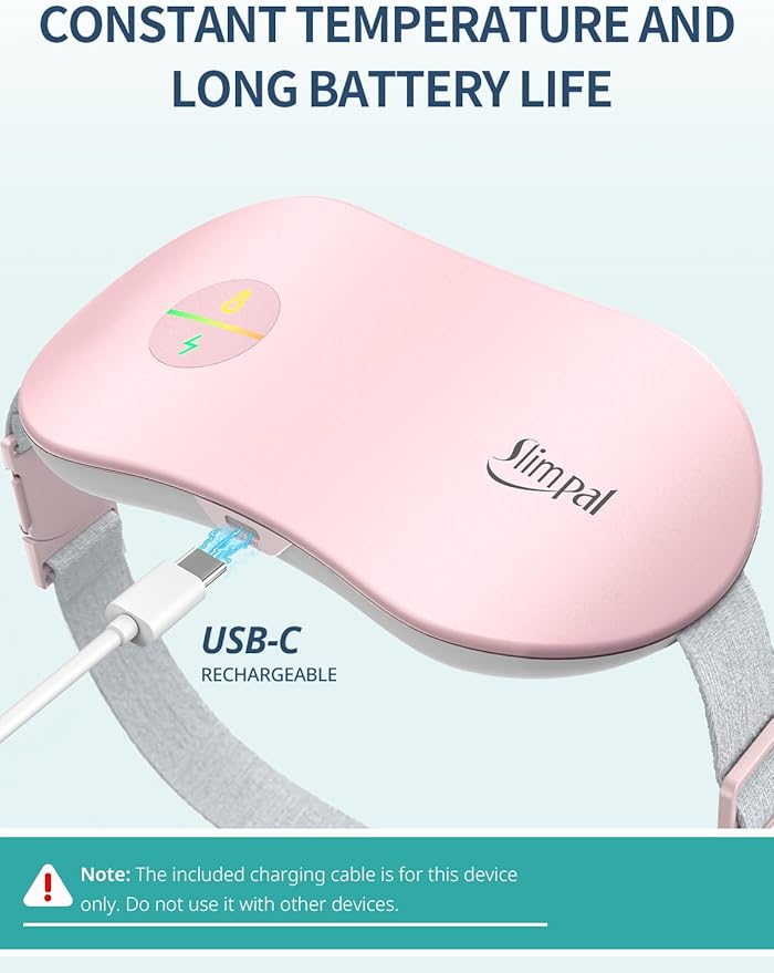 Slimpal Heating Pad for Period Cramps, Portable Cordless Electric Heating Pad for Menstrual Pain Relief Heat Belt, Rechargeable Wearable Heat Pad Gifts for Her Women Girl Wife Girlfriend, White-Ruum Studio Home
