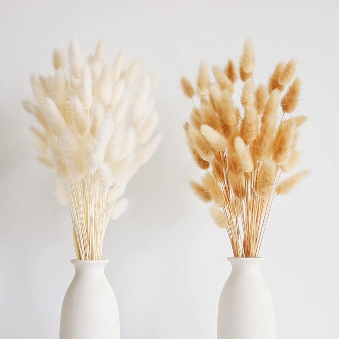 120 PCS Bunny Tails Dried Flowers, Dried Pampas Grass Bouquet, Boho Table Decor, White Pampas Grass Small, Dried Bunny Tails, Pampas Grass for Wedding, Home, Rustic Party, Baby Shower Decorations-Ruum Studio Home