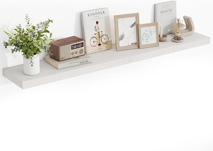 55 Inch Floating Shelves, 55"x9.25"x1.5" Inch Deep Floating Shelves for Wall, Wooden Shelves for Bathroom, Bedroom, Living Room, Cream White Oak-Ruum Studio Home
