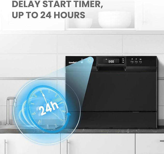 COMFEE’ Countertop Dishwasher, Energy Star Portable Dishwasher, 6 Place Settings & 8 Washing Programs, Speed, Baby-Care, ECO& Glass, Dish Washer for Dorm, RV& Apartment, Black-Ruum Studio Home