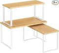 SONGMICS Cabinet Organizer Shelf, Set of 3 Kitchen Counter Shelves, Kitchen Storage, Spice Rack, Stackable, Expandable, Cloud White and Natural Beige UKCS014W01-Ruum Studio Home
