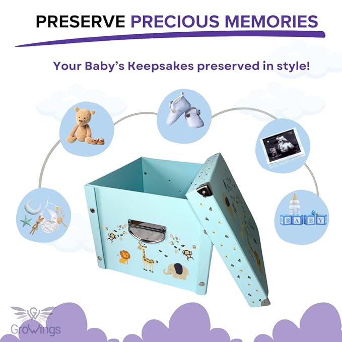 GroWings Baby Keepsake Box - Large Memory Storage for Newborns, Suitable for Boys and Girls, Strong, Durable, and Collapsible Gifts-Ruum Studio Home