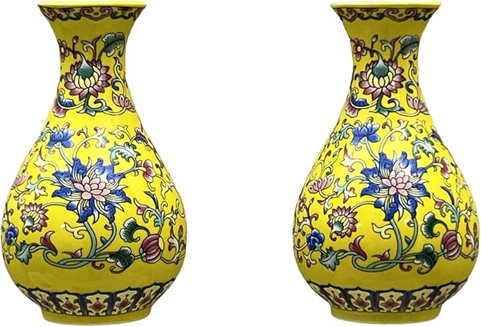 Set of Two Handmade Chinese Blue & White Porcelain Wall Mounted Vases – Chinoiserie Ceramic Flower Vase for Indoor Home Décor, Wall Hanging Vases for Living Room & Bookshelf-Ruum Studio Home