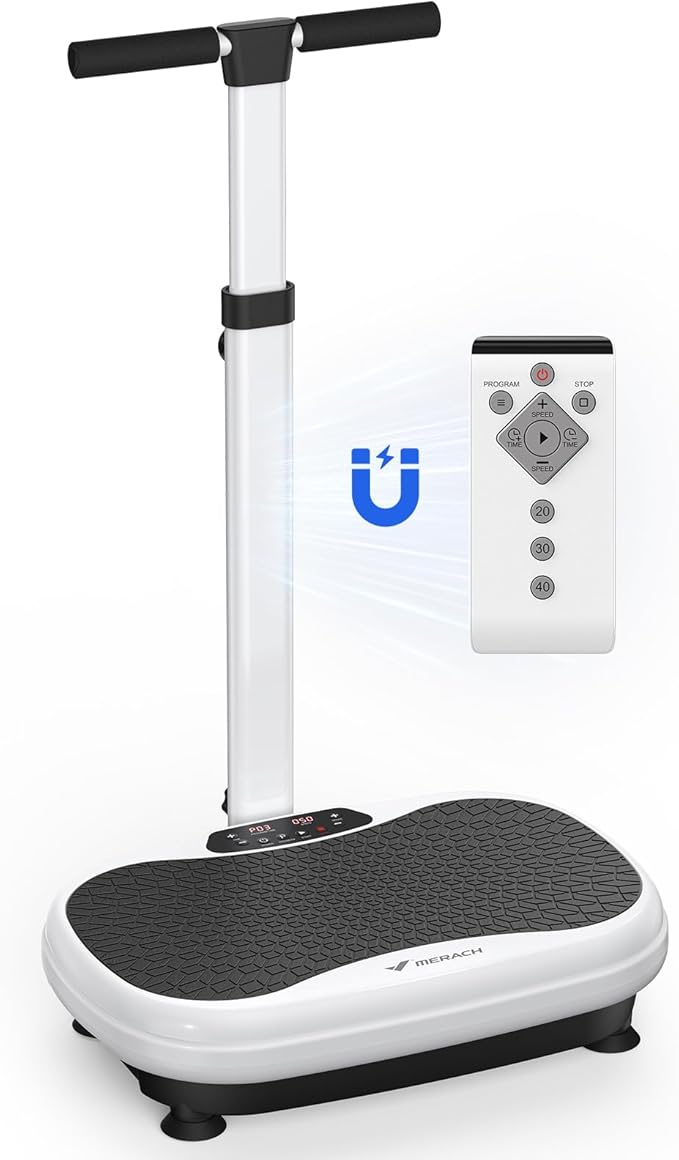 MERACH Vibration Plate Exercise Machine, Vibration Plate for Lymphatic Drainage Weight Loss, Vibrating Plate Exercise Machine with Handrails, Exercise Equipment for Women Men Home-Ruum Studio Home