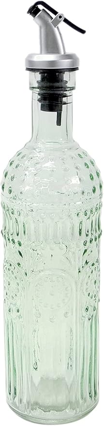 Grant Howard Etrusco Embossed Glass Oil and Vinegar Cruet with Pourer, 16 oz, Translucent-Ruum Studio Home