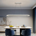 Island Lights, Linear Pendant Light LED Dimmable Hanging Light Fixture, 3000K-6000K with Remote Control,Chandeliers for Dining Room‎(Silver,43.3IN)-Ruum Studio Home