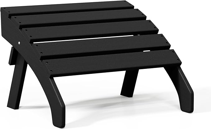 WestinTrends Dylan Outdoor Patio HDPE Adirondack Ottoman Footrest, Black-Ruum Studio Home