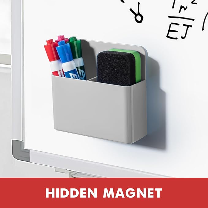 BEYGORM 2 Pack Plastics Magnetic Pen Holder for Refrigerator, Dry Erase Marker Holder for Whiteboard，Magnet School Locker Organizer Accessories, Pencil Cup, Pen Caddy, Classroom Organization(Grey)-Ruum Studio Home