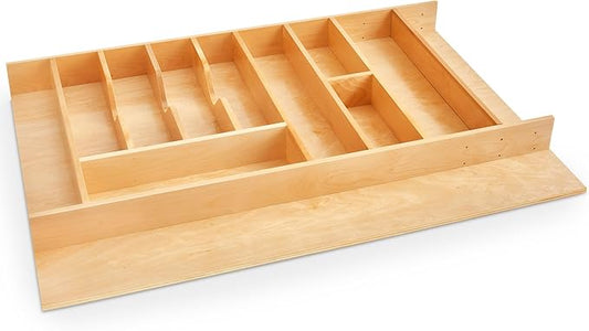 Rev-A-Shelf Trim-to-Fit Silverware Drawer Organizer For Kitchen Utensils, Cutlery Cabinet Storage Divider Insert, 33" x 22", Maple Wood, 4WUTCT-36-1-Ruum Studio Home