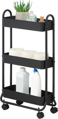 SunnyPoint Slim Rolling Storage Cart, 3 Tier Bathroom Storage Organizer Bathroom, Laundry Utility Cart (Black)-Ruum Studio Home
