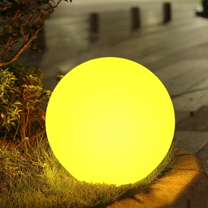 10-in Solar Globe Light, Solar Garden Ball Light Outdoor w/Remote, 16 RGB Color 4 Modes Glowing Ball, Waterproof Smart Light Sensor Control Outdoor Orb Lamp w/Ground Stake for Pathway Patio Yard Party-Ruum Studio Home