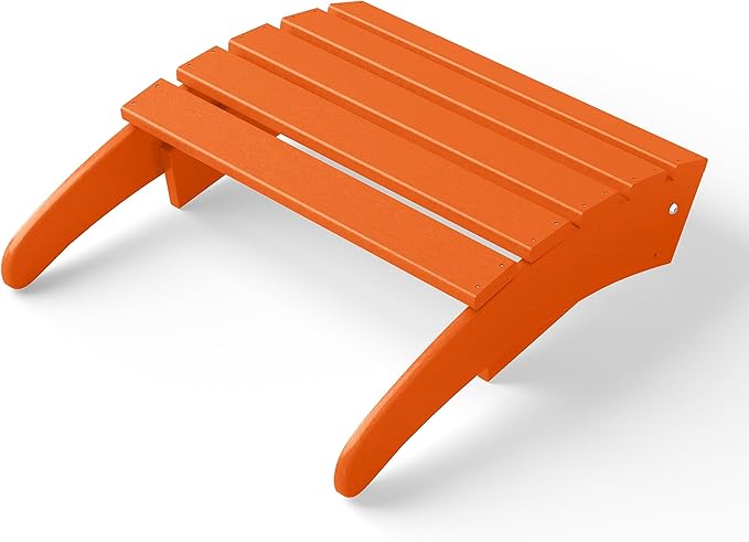 WestinTrends Outdoor Ottoman, Patio Adirondack Ottoman Foot Rest, All Weather Poly Lumber Folding Foot Stool for Adirondack Chair, Widely Used for Outside Porch Pool Lawn Backyard, Orange-Ruum Studio Home