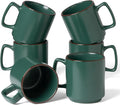 famiware Coffee Mugs Set of 6, Nebula 14oz Coffee Mugs, Ceramic Cup Set with Handle for Latte, Tea, Milk, Cappuccino, Cocoa, Dark Green-Ruum Studio Home