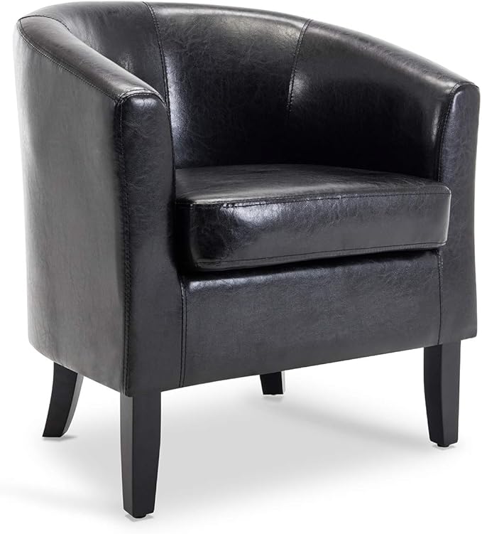 BELLEZE Accent Barrel Chair, Club Tub Sofa Corner Chair with Flared Legs and Cozy Soft Padding for Living Room Bedroom Waiting Room - Black-Ruum Studio Home