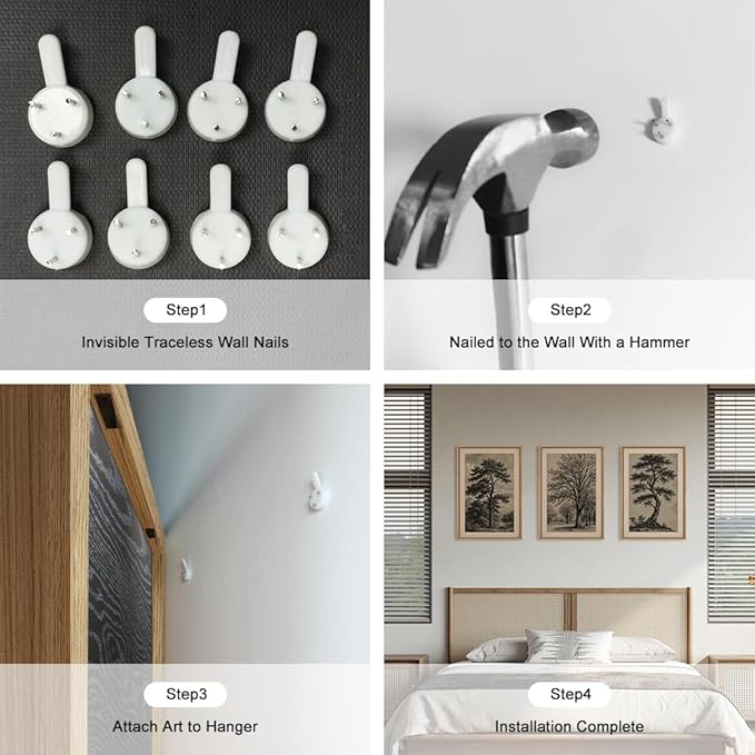 HPINUB Vintage Sketch Tree Framed Canvas Wall Art Set,Modern Nature Botanical Wall Decor, Antique Wilderness Tree Artwork,Minimalist Neutral Art Prints for Living Room,Bedroom,Farmhouse-16 x24 x3-Ruum Studio Home