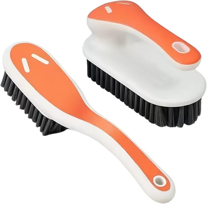 Soft Bristle Scrub Cleaning Brush Stain Remover Brush Fabric Cleaning Brush Laundry Brush Small Scrub Brush Cleaner Household Cleaning Brushes for Carpet, Clothes, Bathroom,Sneaker-2 Pack (Orange)-Ruum Studio Home