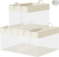 SONGMICS Storage Bins Set of 3, Large Fabric Storage Baskets, Foldable Organizer with Transparent Nylon Mesh, 19.7 x 11.8 x 11.8 Inches, Handles, for Bedroom, Living Room, Cream White URFB950W01-Ruum Studio Home