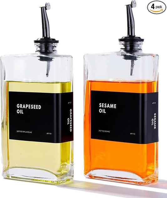 Olive Oil Dispenser for Kitchen, Cooking Oil and Vinegar Dispenser Set, Olive Oil Bottle, Soy sauce dispenser, coffee syrup bottles - 2 pcs, Black-Ruum Studio Home