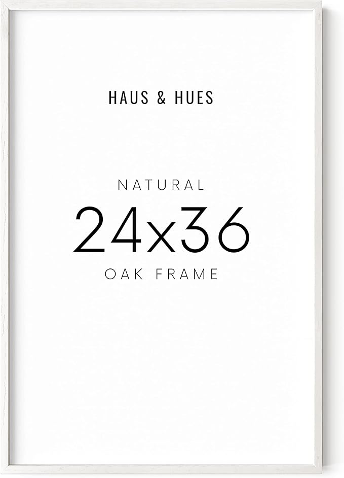 HAUS AND HUES 24 x 36 Poster Frame - Set of 1 24x36 White Poster Frame, Wooden Picture Frames, 24x36 Poster Frame White Poster Frames 24x36, Poster Frame 24x36 Frame White Frame (White Oak Frame)-Ruum Studio Home