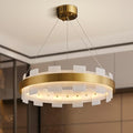 20" Natural Spanish Alabaster Round Chandelier, Adjustable Large Chandeliers for Living Room Over Table, Modern Luxury Alabaster Stone Chandelier for Drawing Room, Bedroom, Hallway, Foyer-Ruum Studio Home
