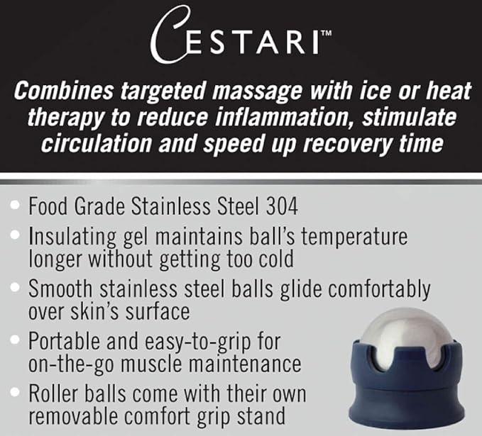 Massage Ball Hot Cold Roller Ball - Relieve Muscle Pain Fast - Stainless Steel Gel Balls for Heat or Ice Therapy-Feet Pain-Plantar Fasciitis-Back Ache-Myofascial Release–Deep Tissue Trigger Points-Ruum Studio Home