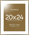 Homeforia Picture Bronze Frame 20x24, High End Metal 20x24 Brass Poster Frames with Mat 16x20 for Photo, 20 x 24 Frame Matted to 16 x 20 Print, 24x20 Hanging Frames, Tempered Glass, Wall Kit, Set of 1-Ruum Studio Home