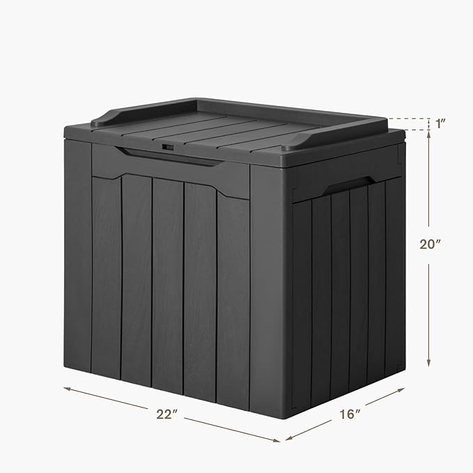 JUMMICO 31 Gallon Resin Deck Box Waterproof Indoor Outdoor Storage Boxes for Patio Furniture Cushions and Garden Tools (Gray)-Ruum Studio Home